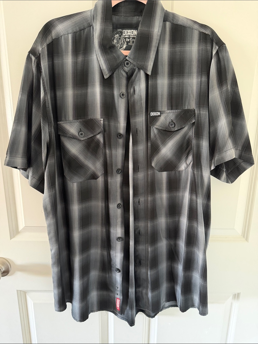 Dixxon ‘THE CRUZ’ Men’s Black and Gray Plaid Short Sleeve Shirt- Bamboo blend